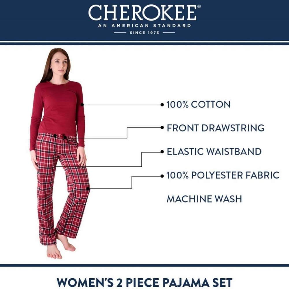NIB Cherokee 2 piece red flannel Pajama set - Picture 5 of 6